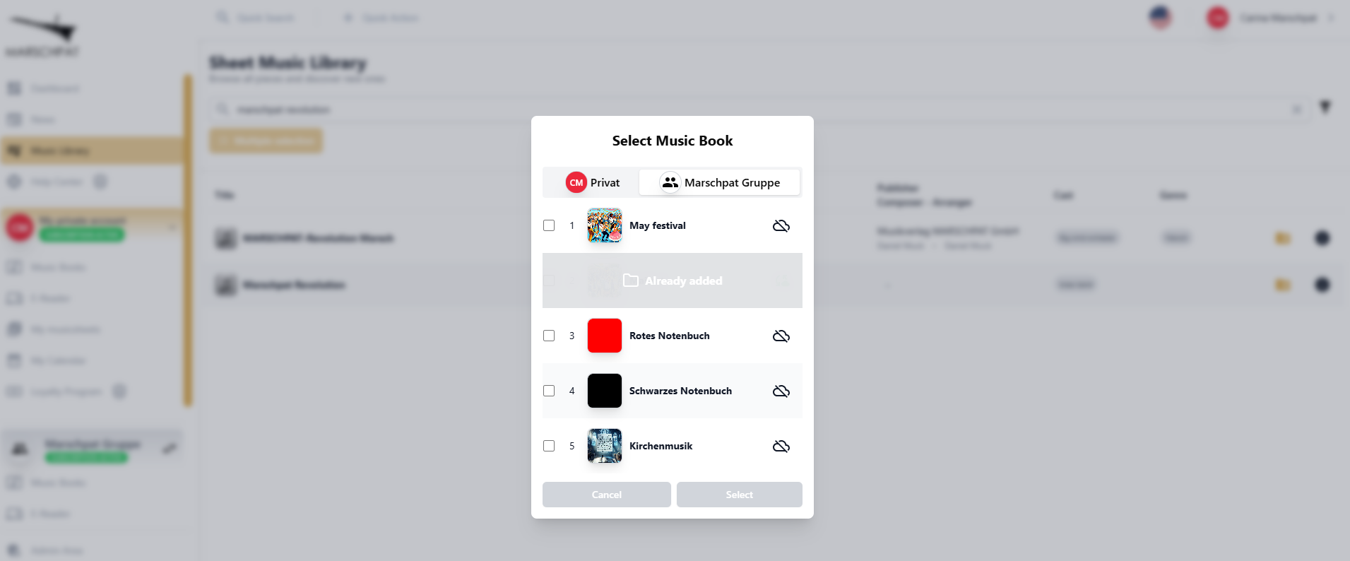 Add sheet music