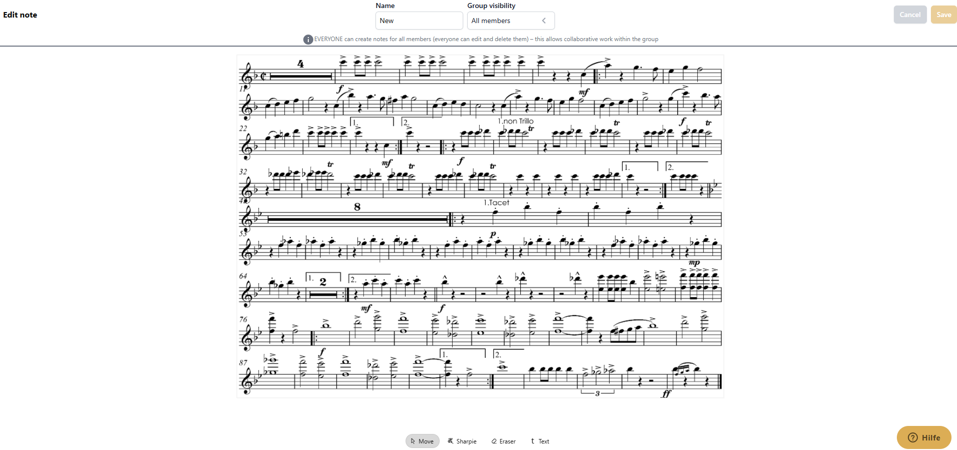 Note entries web app